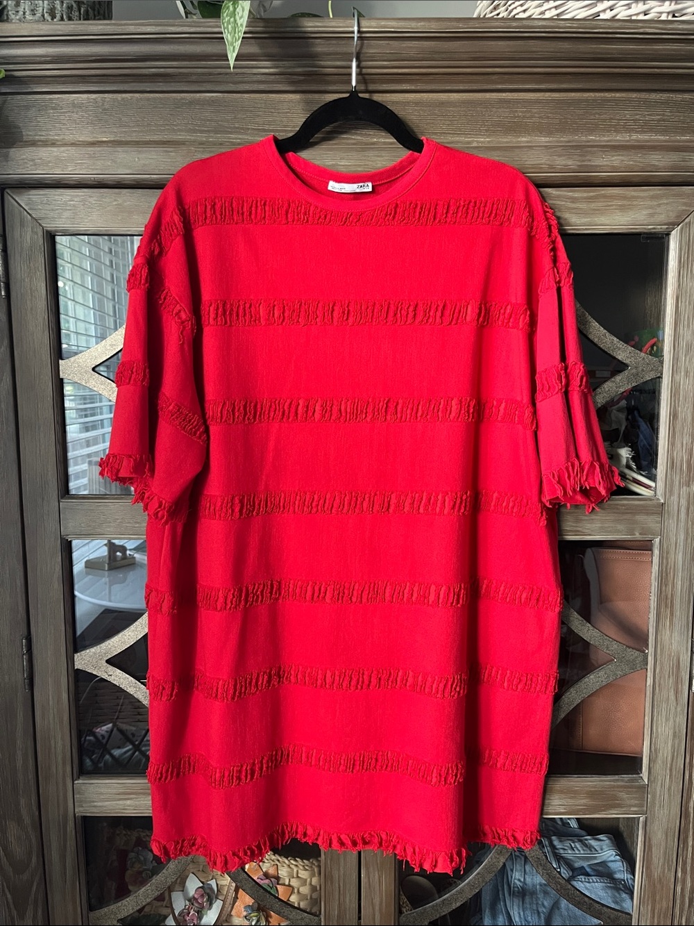 Zara Bright Red Fringe Detail Dress
